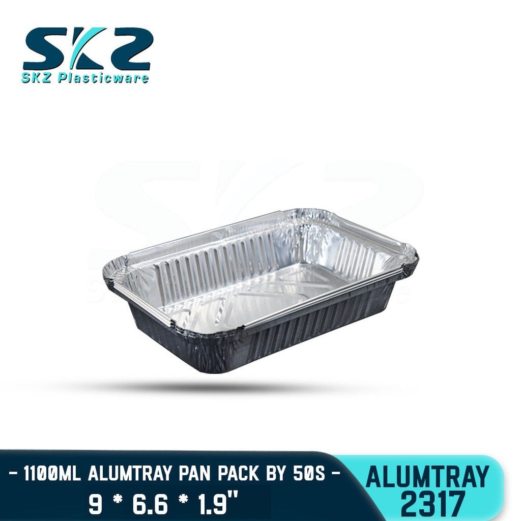 SKZ ALUMINUM FOIL TRAY 650ML [1813] RECTANGULAR ALUMTRAY WITH LID 50PCS/PACK