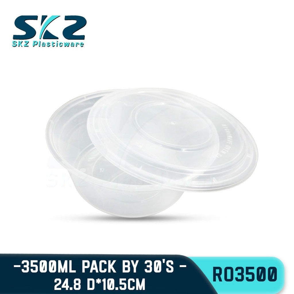 SKZ CLEAR CONTAINER ROUND SERIES R03500 3500ml ENVIRONMENTAL FRIENDLY FOOD STORAGE MICROWAVABLE