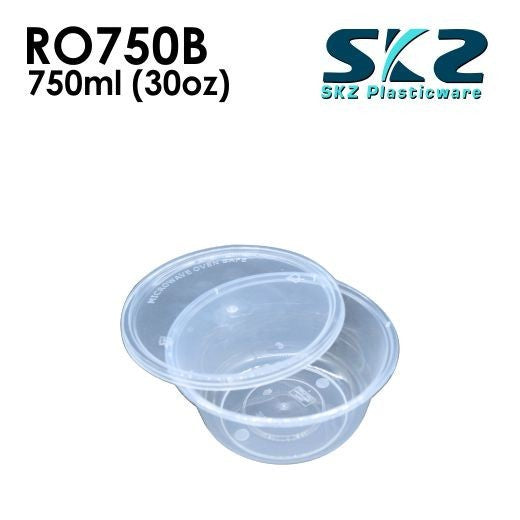 SKZ CLEAR CONTAINER ROUND SERIES 50PCS R0750B 750ml ENVIRONMENTAL FRIENDLY FOOD STORAGE MICROWAVABLE