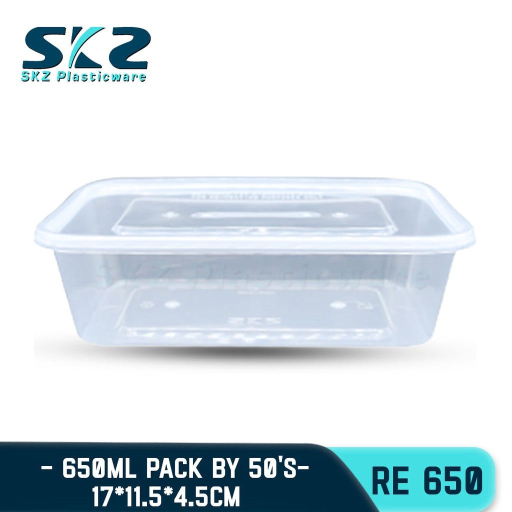 SKZ CLEAR CONTAINER RECTANGULAR SERIES RE650 650ml ENVIRONMENTAL FRIENDLY FOOD STORAGE MICROWAVABLE