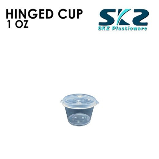 SKZ CLEAR HINGED CUP CONTAINER SERIES (1oz, 2oz,3oz,4oz,5oz) ENVIRONMENTAL FRIENDLY SAUCER CUP