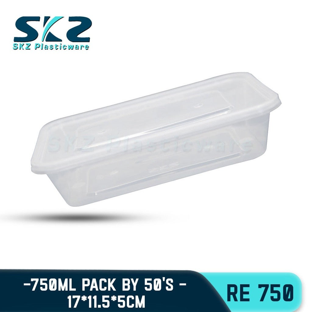 SKZ CLEAR CONTAINER RECTANGULAR SERIES RE750 750ml ENVIRONMENTAL FRIENDLY FOOD STORAGE MICROWAVABLE