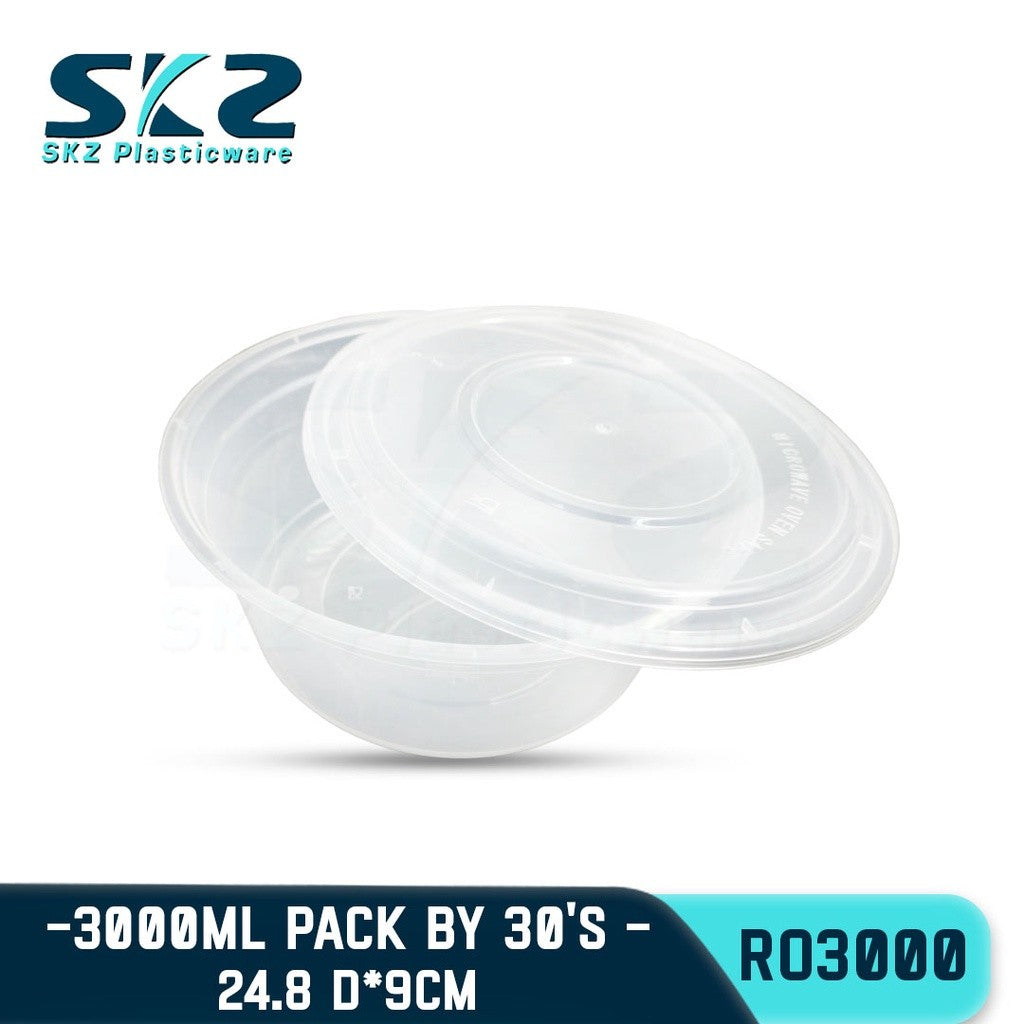 SKZ CLEAR CONTAINER ROUND SERIES R03000 3000ml ENVIRONMENTAL FRIENDLY FOOD STORAGE MICROWAVABLE