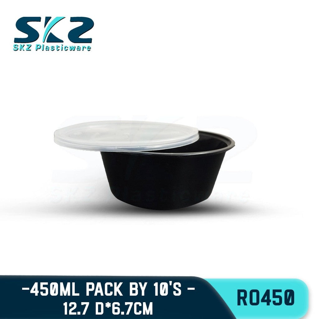 SKZ BLACK CONTAINER ROUND SERIES R0450 (396)  ENVIRONMENTAL FRIENDLY FOOD STORAGE MICROWAVABLE
