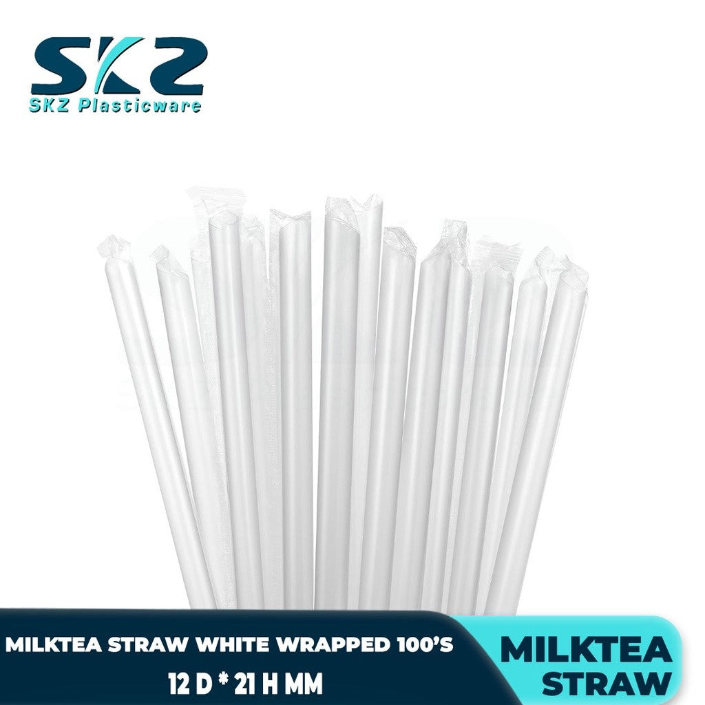 SKZ MILKTEA STRAW BLACK AND WHITE INDIVIDUALLY WRAPPED DISPOSABLE STRAW FOR MIKTEA AND SHAKES