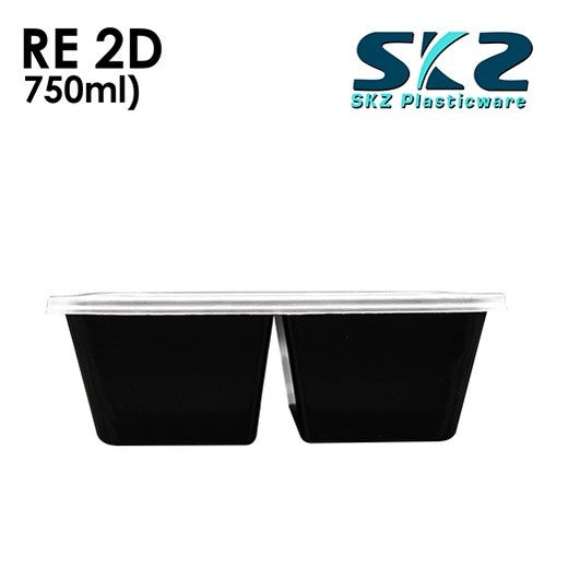 SKZ 2 DIVISION BLACK RECTANGULAR SERIES RE750 2D  ENVIRONMENTAL FRIENDLY FOOD STORAGE MICROWAVABLE