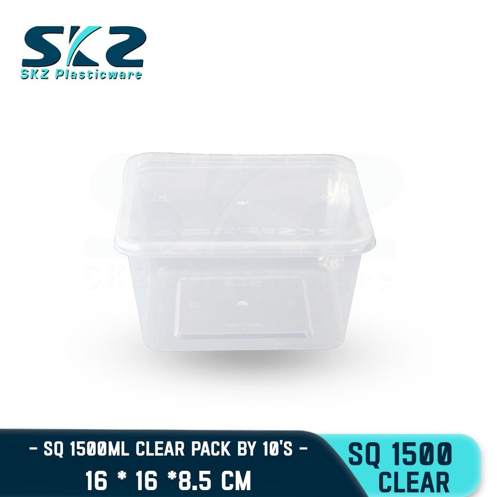 SKZ CLEAR SQUARE CONTAINER SERIES SQ1500 ENVIRONMENTAL FRIENDLY FOOD STORAGE MICROWAVABLE