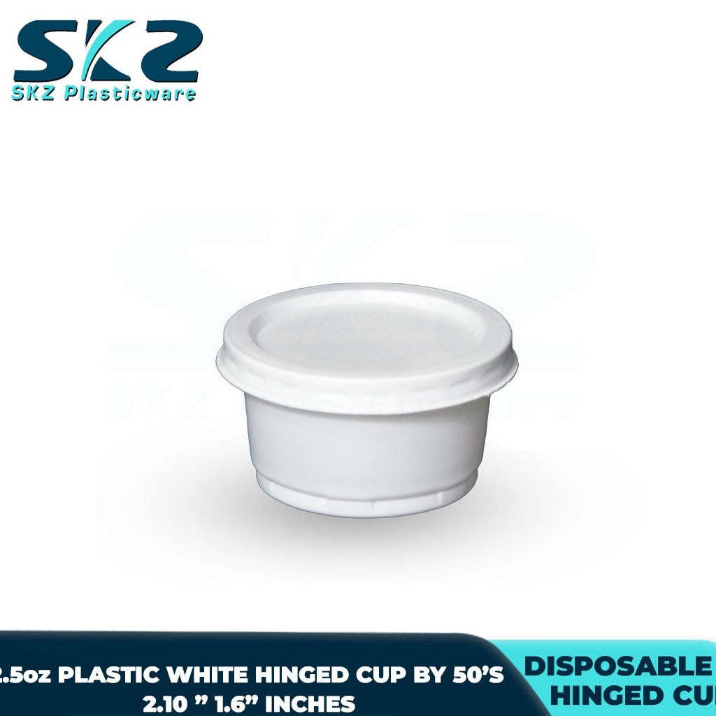 SKZ 2.5oz / 3.5oz DISPOSABLE WHITE HINGED CUP 50-100PCS/PACK