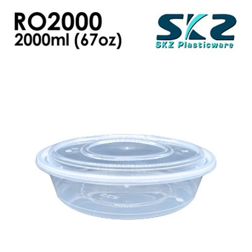 SKZ CLEAR CONTAINER ROUND SERIES R02000 2000ml ENVIRONMENTAL FRIENDLY FOOD STORAGE MICROWAVABLE