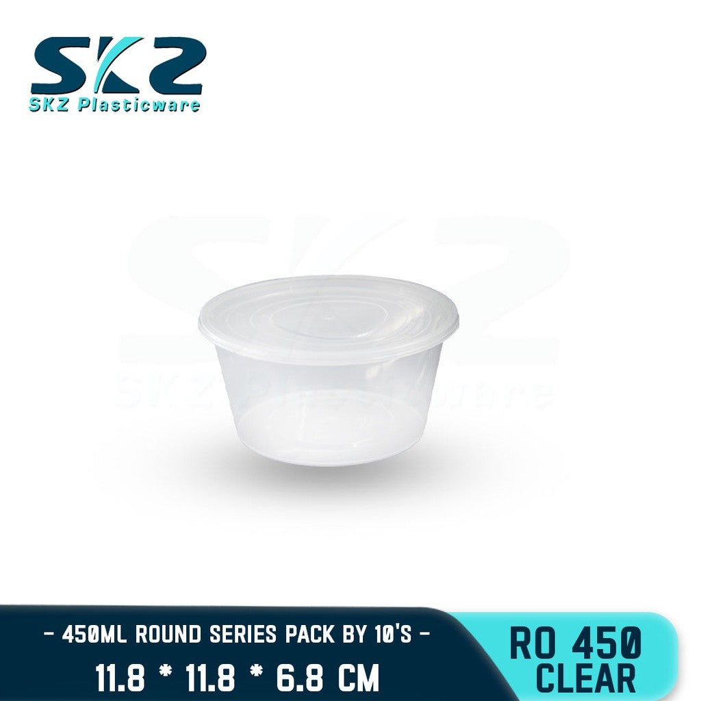 SKZ CLEAR CONTAINER ROUND SERIES R0450 (396) 450ml ENVIRONMENTAL FRIENDLY FOOD STORAGE MICROWAVABLE