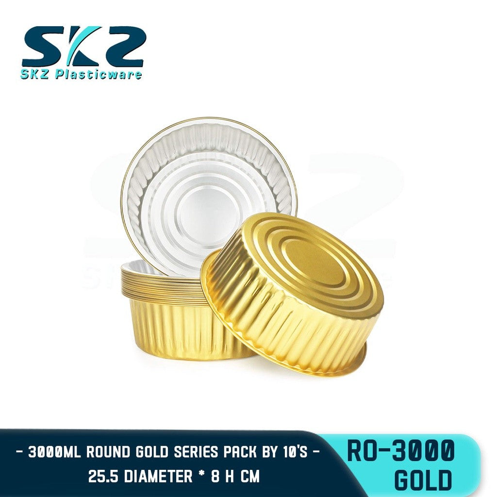 SKZ W/Lid BAKING PAN [R0-3000] GOLD ROUND DISPOSABLE ENVIRONMENTAL FRIENDLY FOOD STORAGE