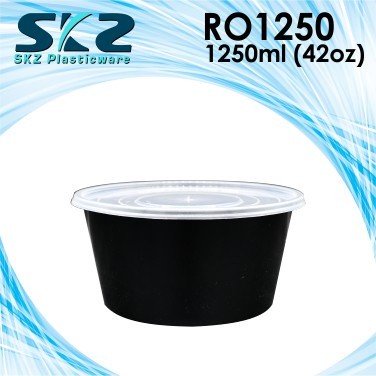 SKZ BLACK CONTAINER ROUND SERIES R01250 1250ml ENVIRONMENTAL FRIENDLY FOOD STORAGE MICROWAVABLE