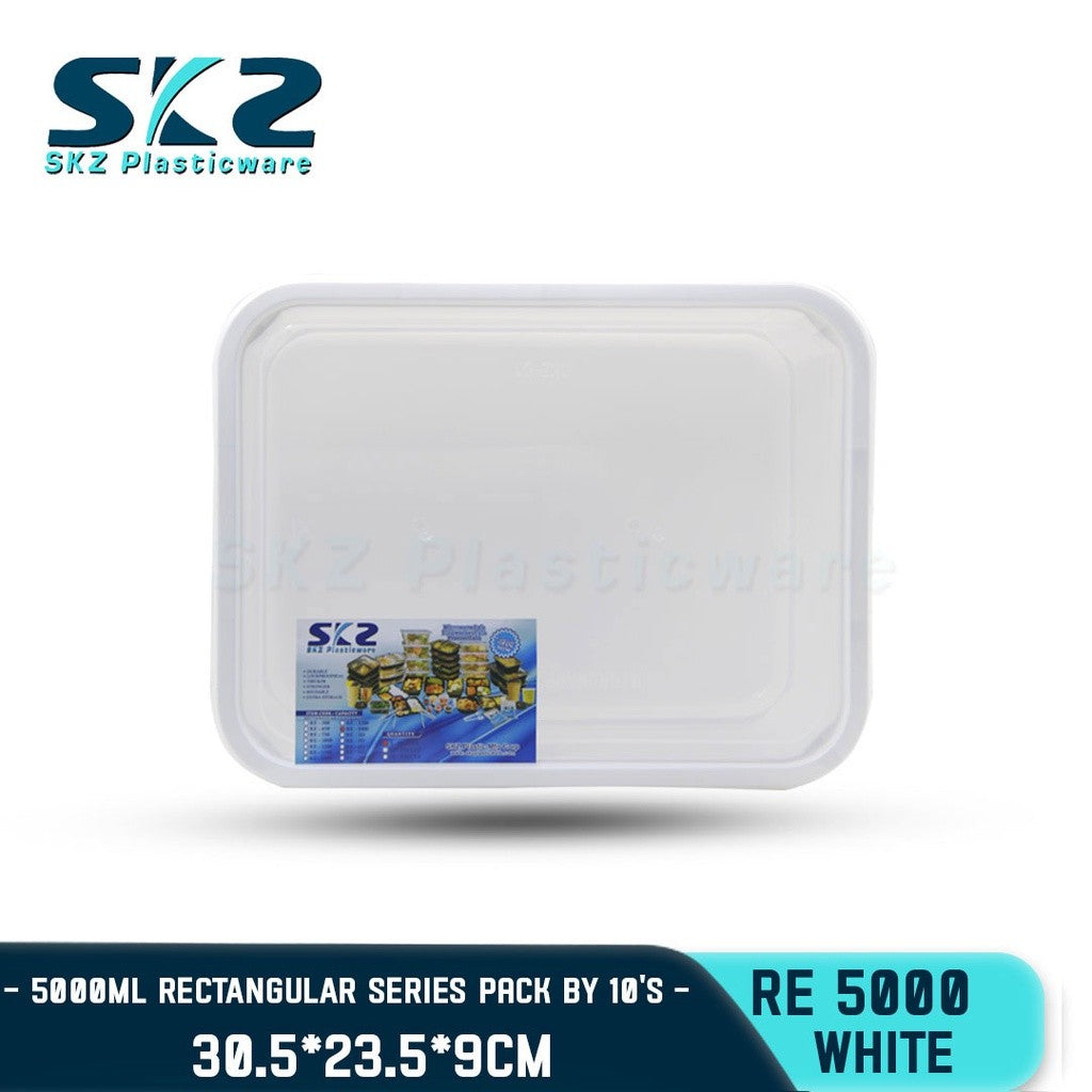 SKZ WHITE PARTY TRAY RECTANGULAR SERIES RE5000 ENVIRONMENTAL FRIENDLY FOOD STORAGE MICROWAVABLE
