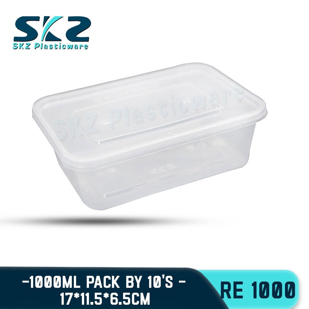 SKZ CLEAR CONTAINER RECTANGULAR SERIES RE1000  ENVIRONMENTAL FRIENDLY FOOD STORAGE MICROWAVABLE