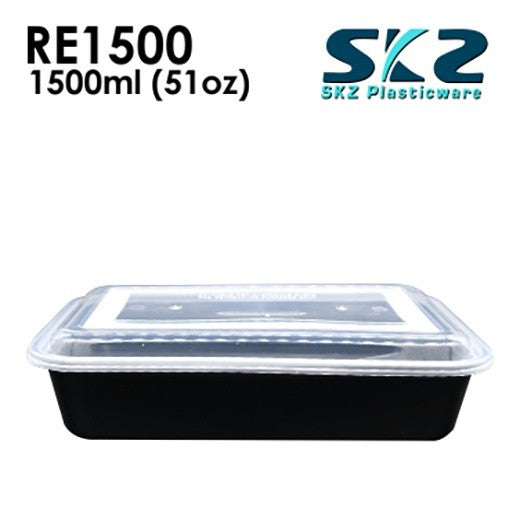 SKZ BLACK RECTANGULAR SERIES RE1500 1500ml ENVIRONMENTAL FRIENDLY FOOD STORAGE MICROWAVABLE