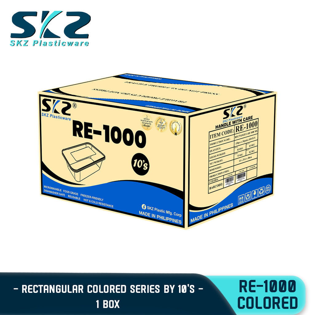 SKZ  1BOX COLORED CONTAINER RECTANGULAR SERIES RE1000 ENVIRONMNTAL FRIENDLY FOOD STORAGE MICROWVABLE