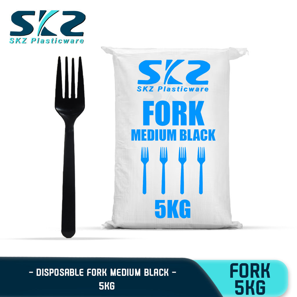 SKZ DISPOSABLE  SPOON AND FORK  MEDIUM BLACK 5KGS/SACK