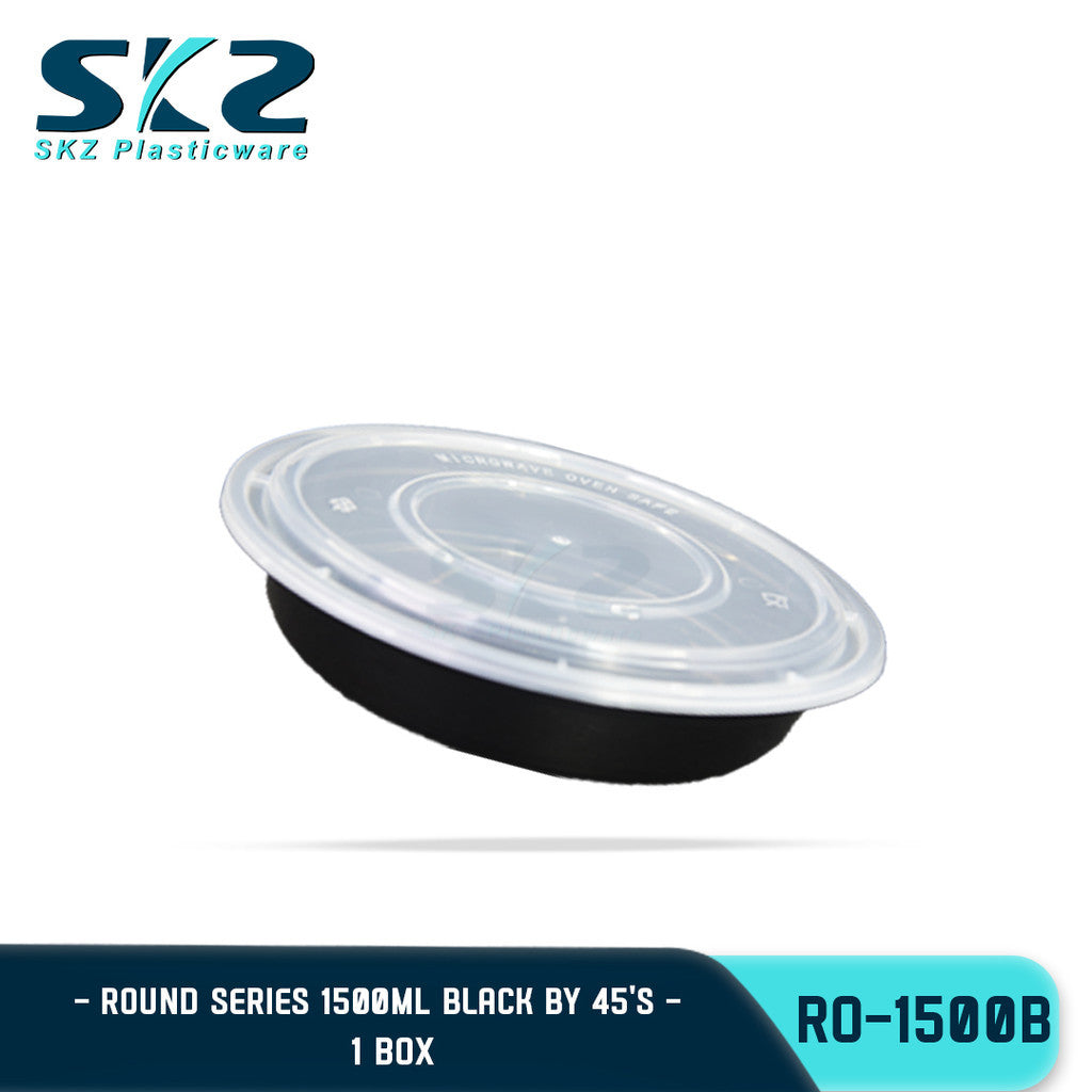 SKZ 1BOX BLACK AND CLEAR ROUND SERIES [RO 1500-B] ENVIRNMENTAL FRIENDLY FOOD STORAGE MICROWAVABLE