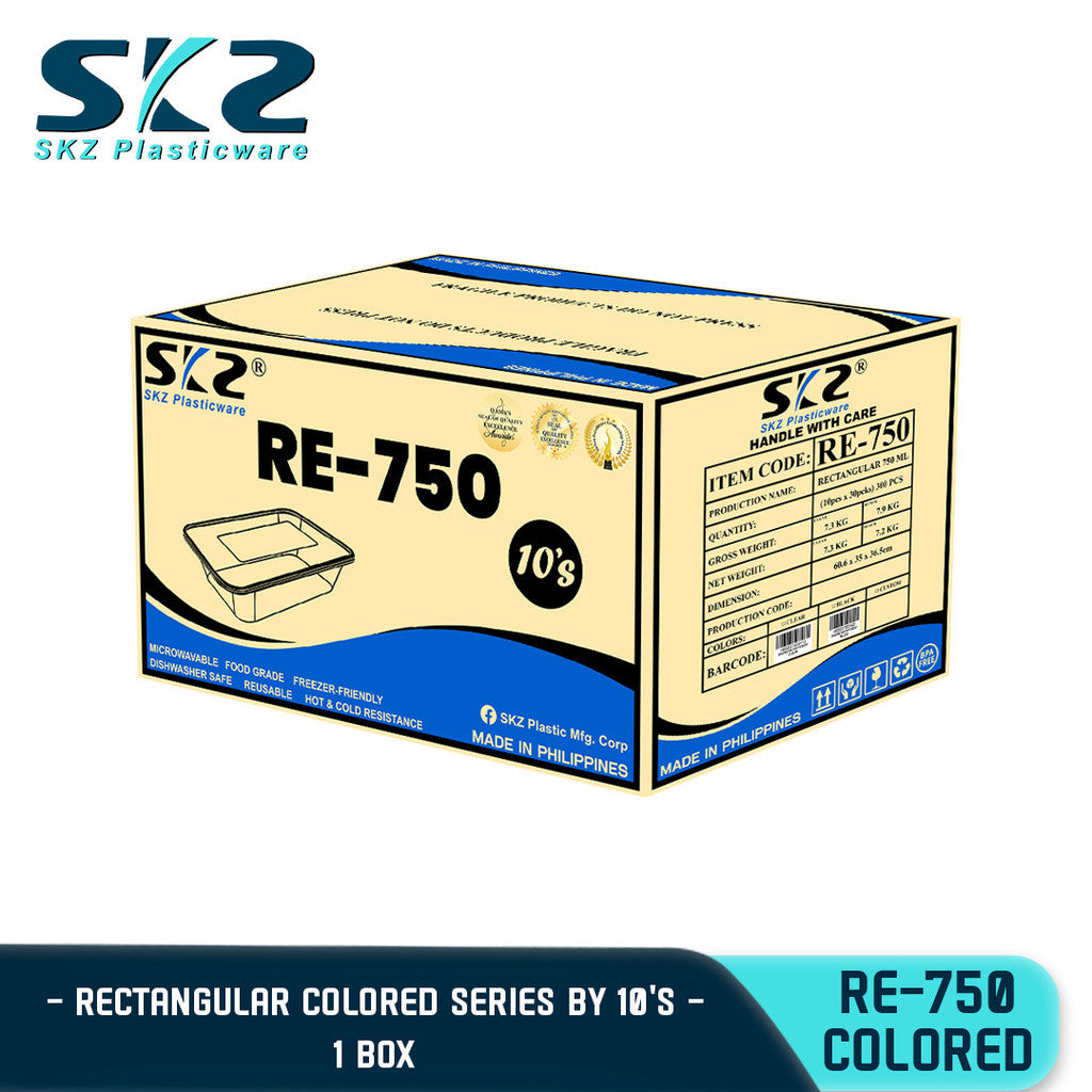 SKZ  1BOX COLORED CONTAINER RECTANGULAR SERIES RE750 ENVIRONMNTAL FRIENDLY FOOD STORAGE MICROWAVABLE