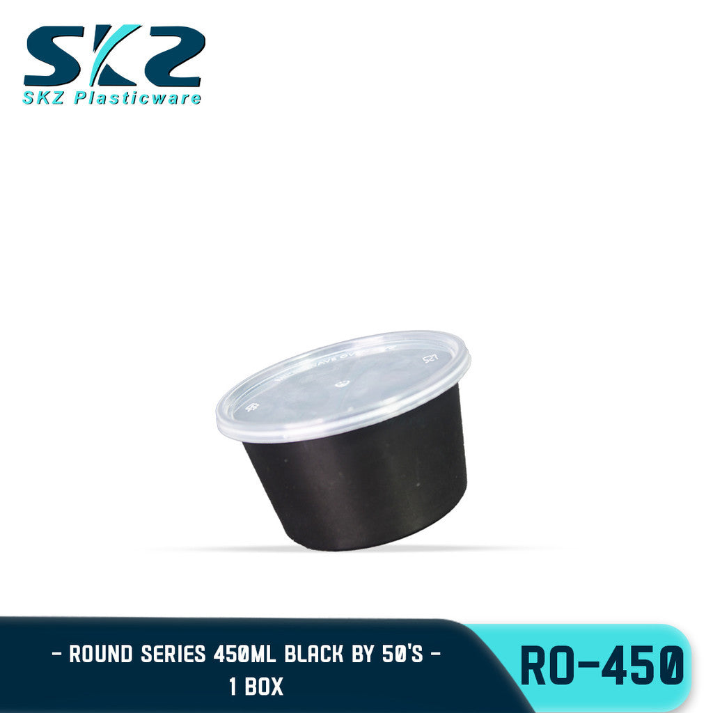SKZ 1BOX BLACK AND CLEAR ROUND SERIES [RO 450] ENVIRONMENTAL FRIENDLY FOOD STORAGE MICROWAVABLE