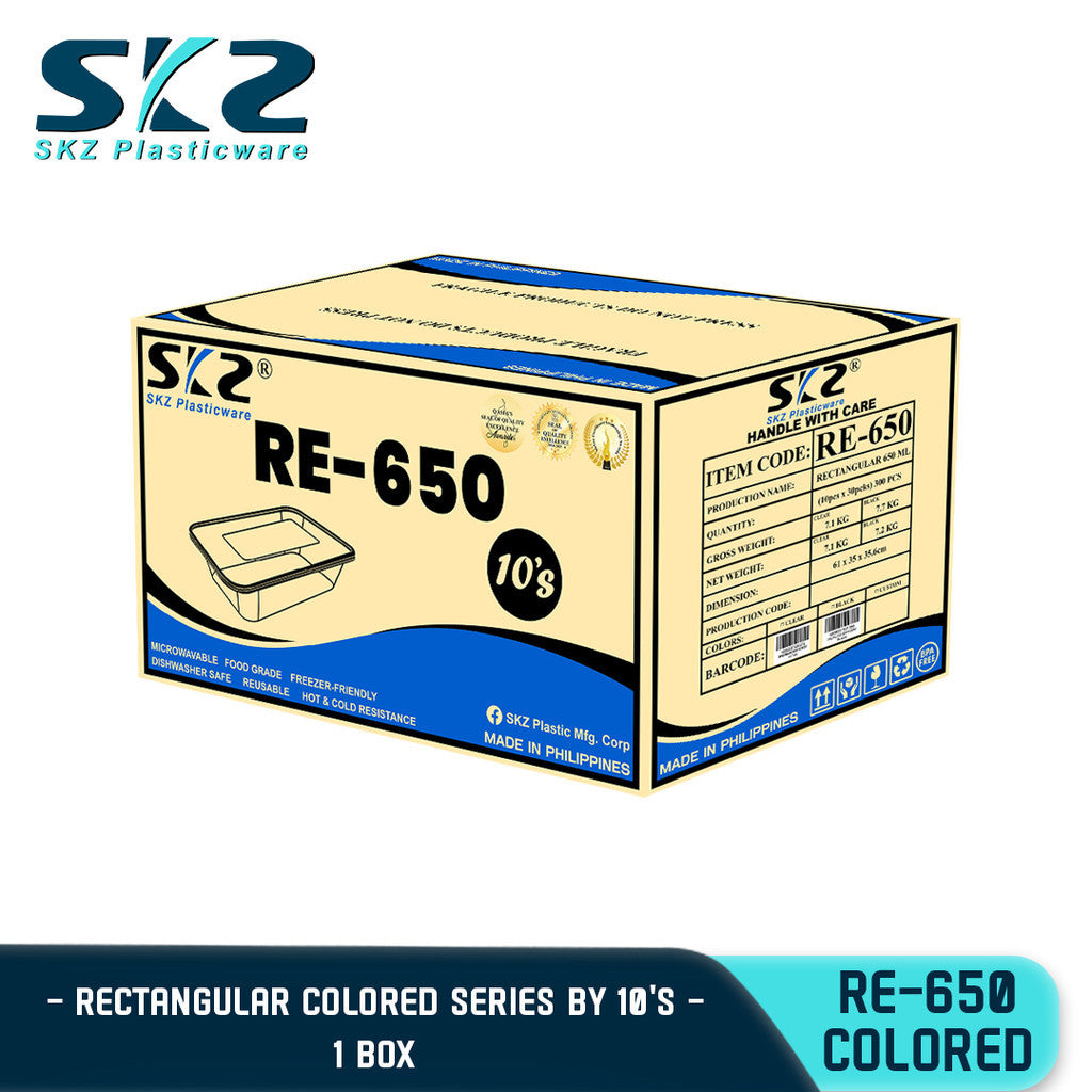 SKZ  1BOX COLORED CONTAINER RECTANGULAR SERIES RE650 ENVIRONMNTAL FRIENDLY FOOD STORAGE MICROWAVABLE