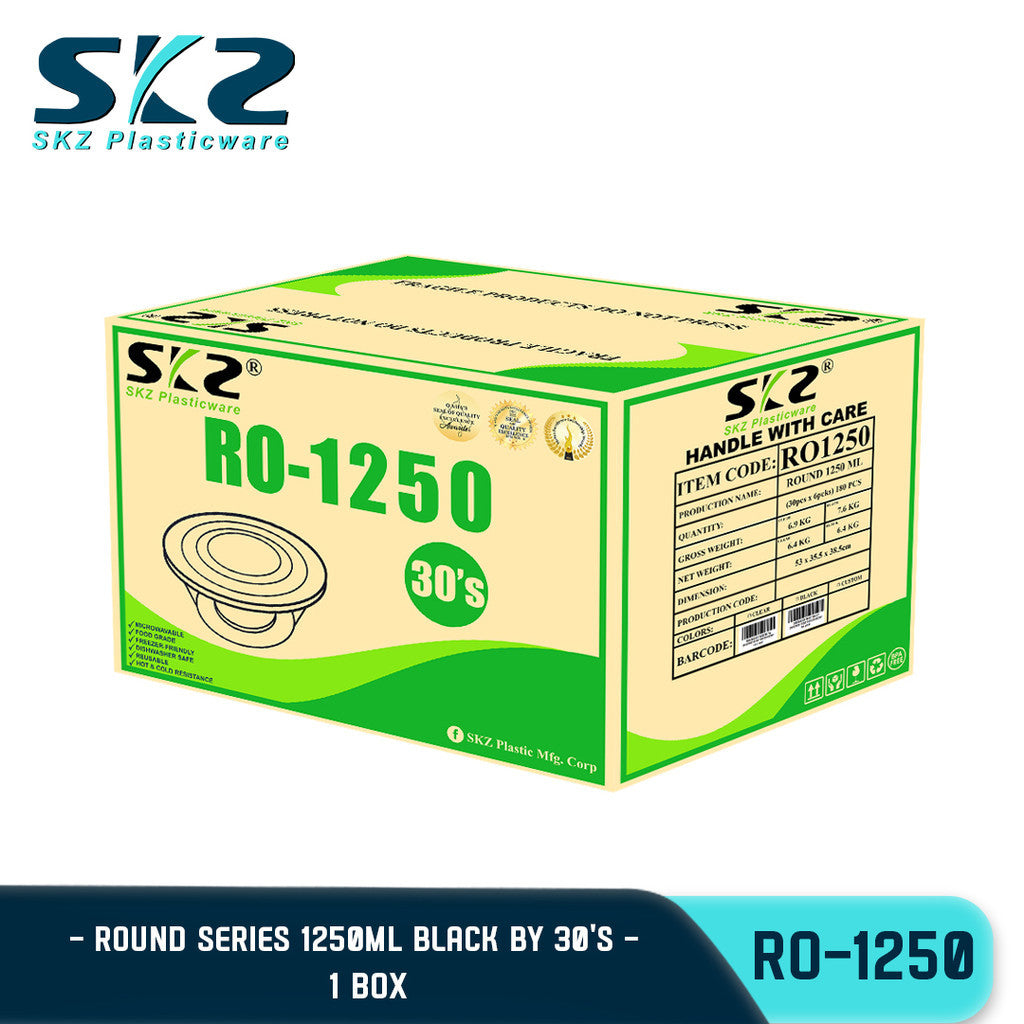SKZ 1BOX BLACK AND CLEAR ROUND SERIES [RO 1250] ENVIRONMENTAL FRIENDLY FOOD STORAGE MICROWAVABLE