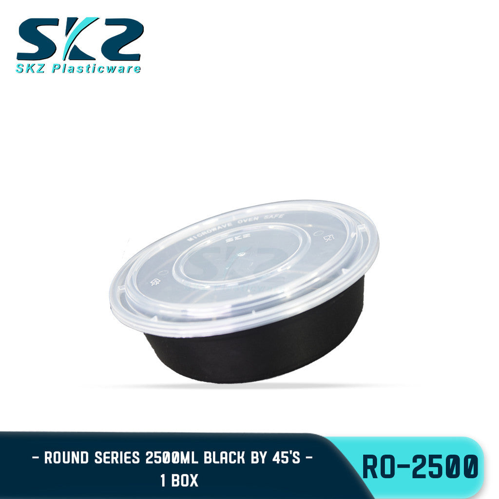 SKZ 1BOX BLACK AND CLEAR ROUND SERIES [RO 2500] ENVIRONMENTAL FRIENDLY FOOD STORAGE MICROWAVABLE