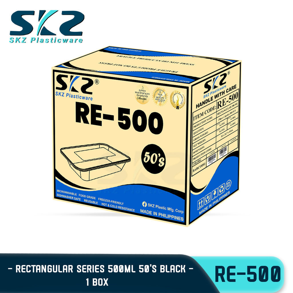 SKZ CLEAR & BLACK RE-500, 650, 750, 1000 ENVIRONMENTAL FRIENDLY FOOD STORAGE MICROWAVABLE