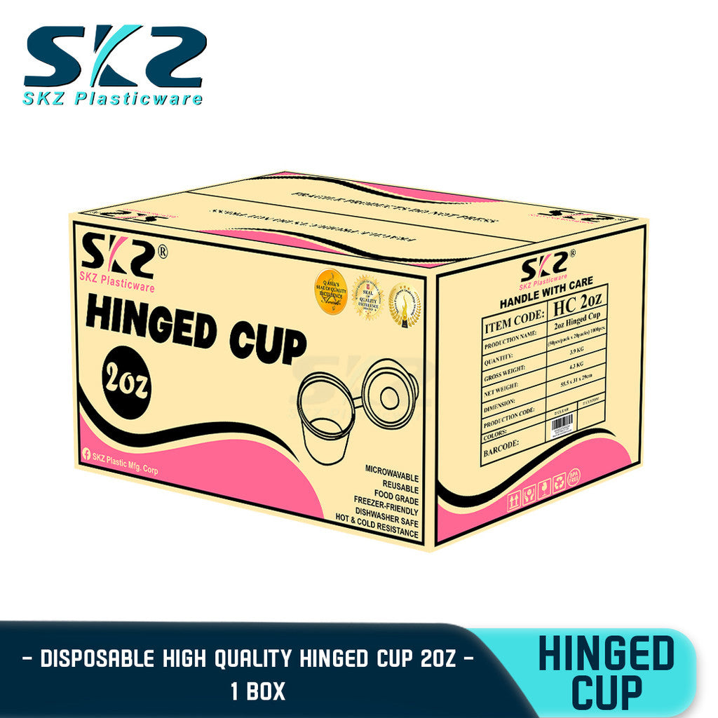 SKZ 1BOX CLEAR 2oz HINGED CUP 60ML [1000pcs] ENVIRONMENTAL FRIENDLY FOOD STORAGE MICROWAVABLE