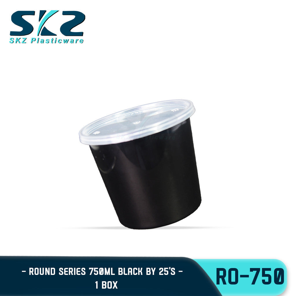 SKZ 1BOX BLACK AND CLEAR ROUND SERIES [RO 750] ENVIRONMENTAL FRIENDLY FOOD STORAGE MICROWAVABLE