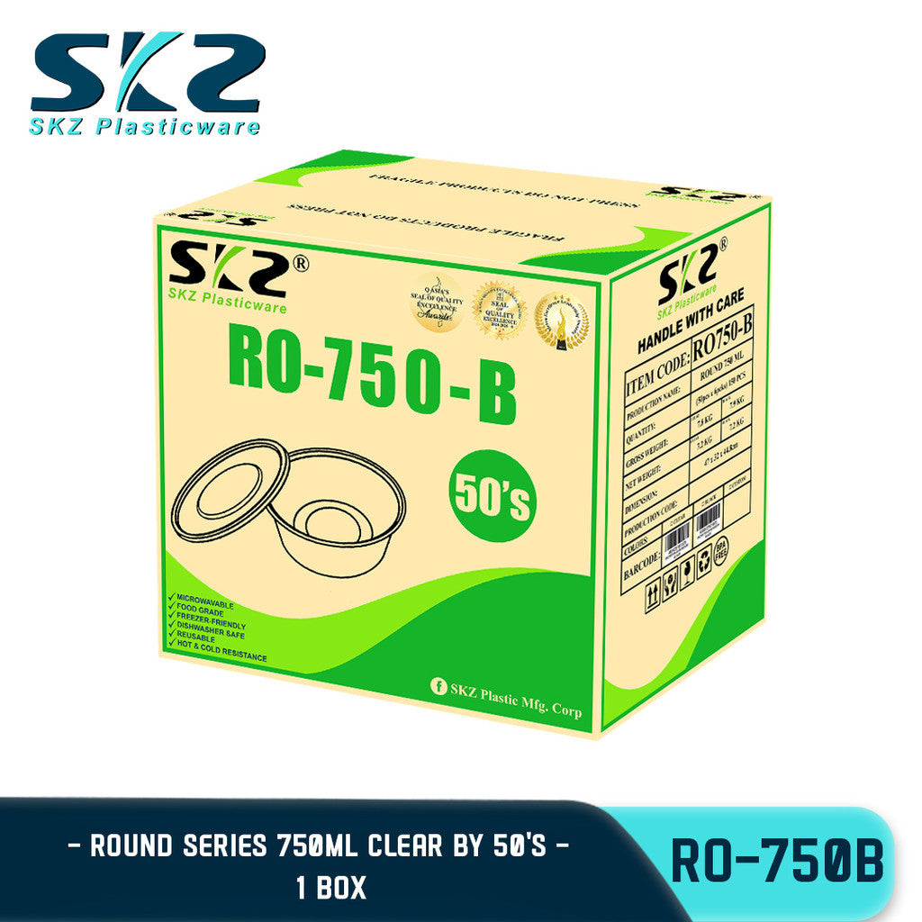 SKZ 1BOX BLACK AND CLEAR ROUND SERIES [RO 750B] ENVIRONMENTAL FRIENDLY FOOD STORAGE MICROWAVABLE