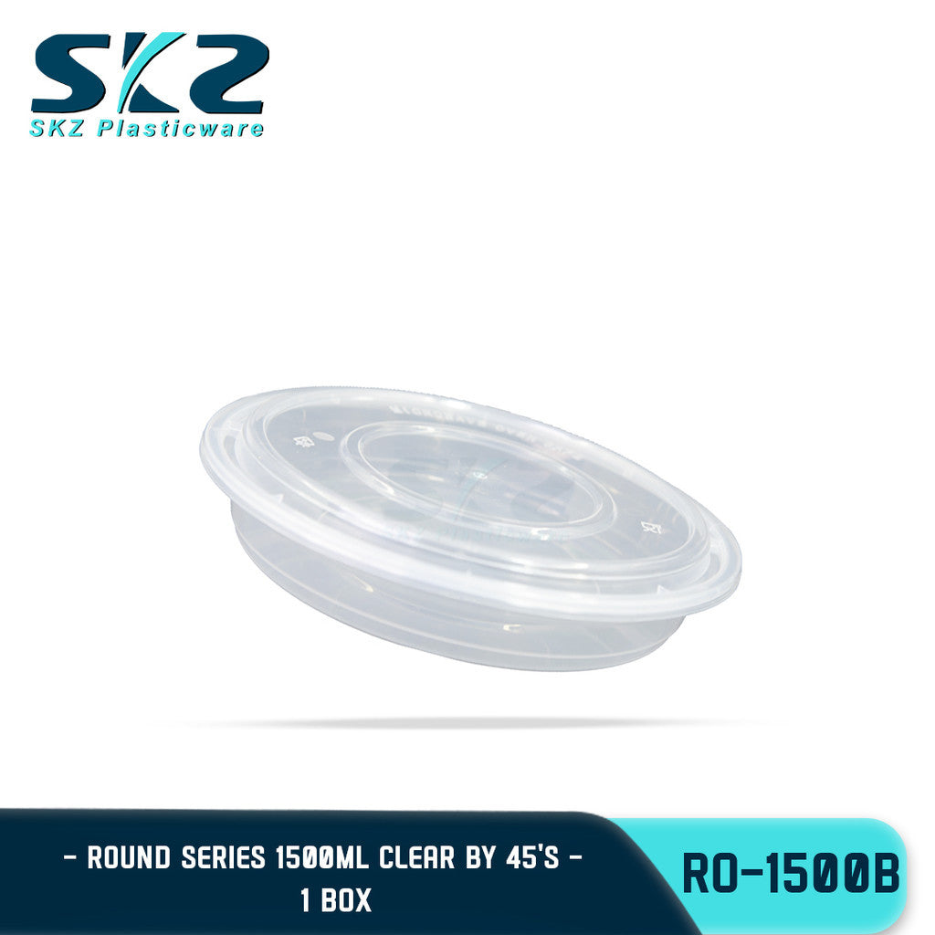SKZ 1BOX BLACK AND CLEAR ROUND SERIES [RO 1500-B] ENVIRNMENTAL FRIENDLY FOOD STORAGE MICROWAVABLE