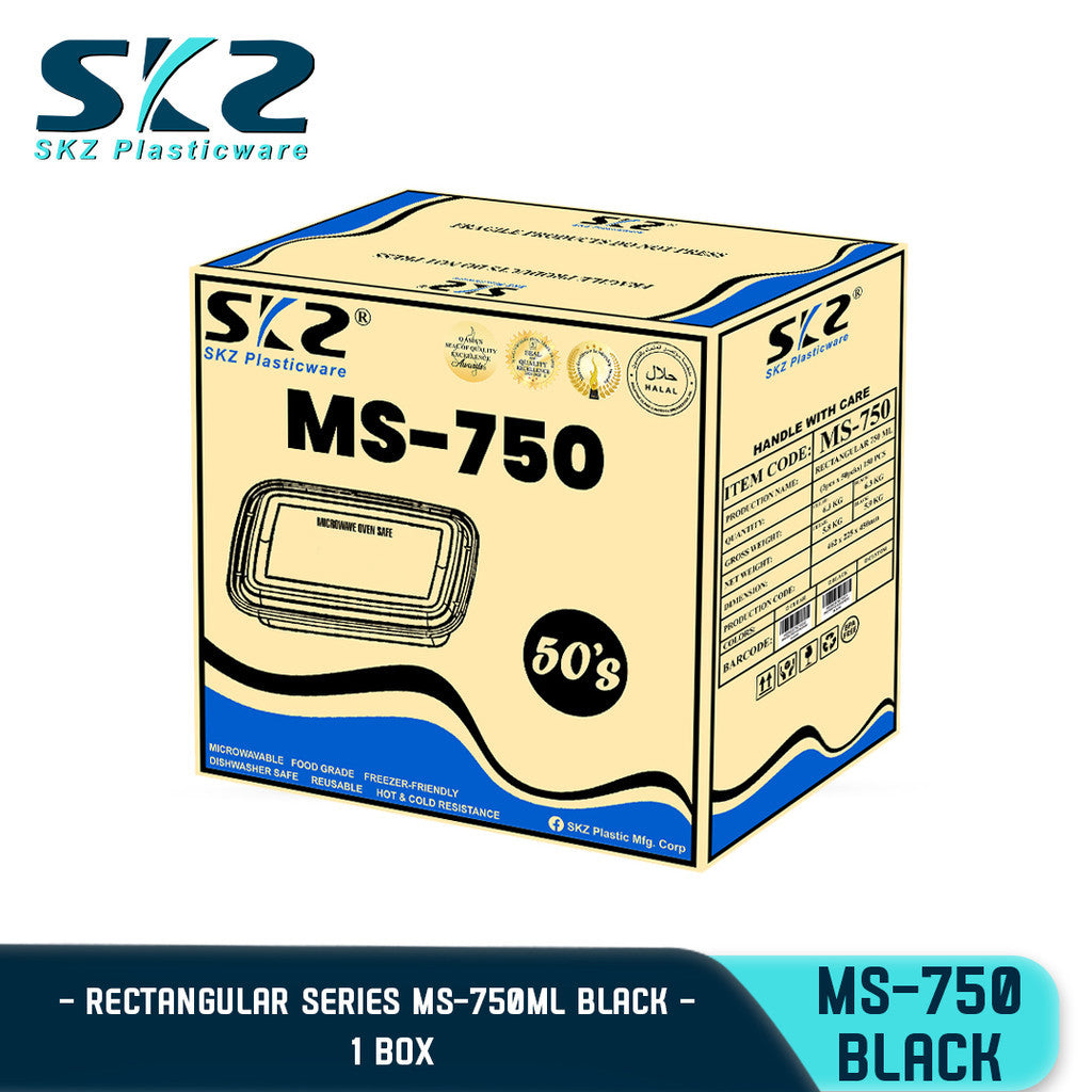 SKZ 1BOX BLACK AND CLEAR RE SERIES 750ML [MS 750]  ENVIRONMENTAL FRIENDLY FOOD STORAGE MICROWAVABLE