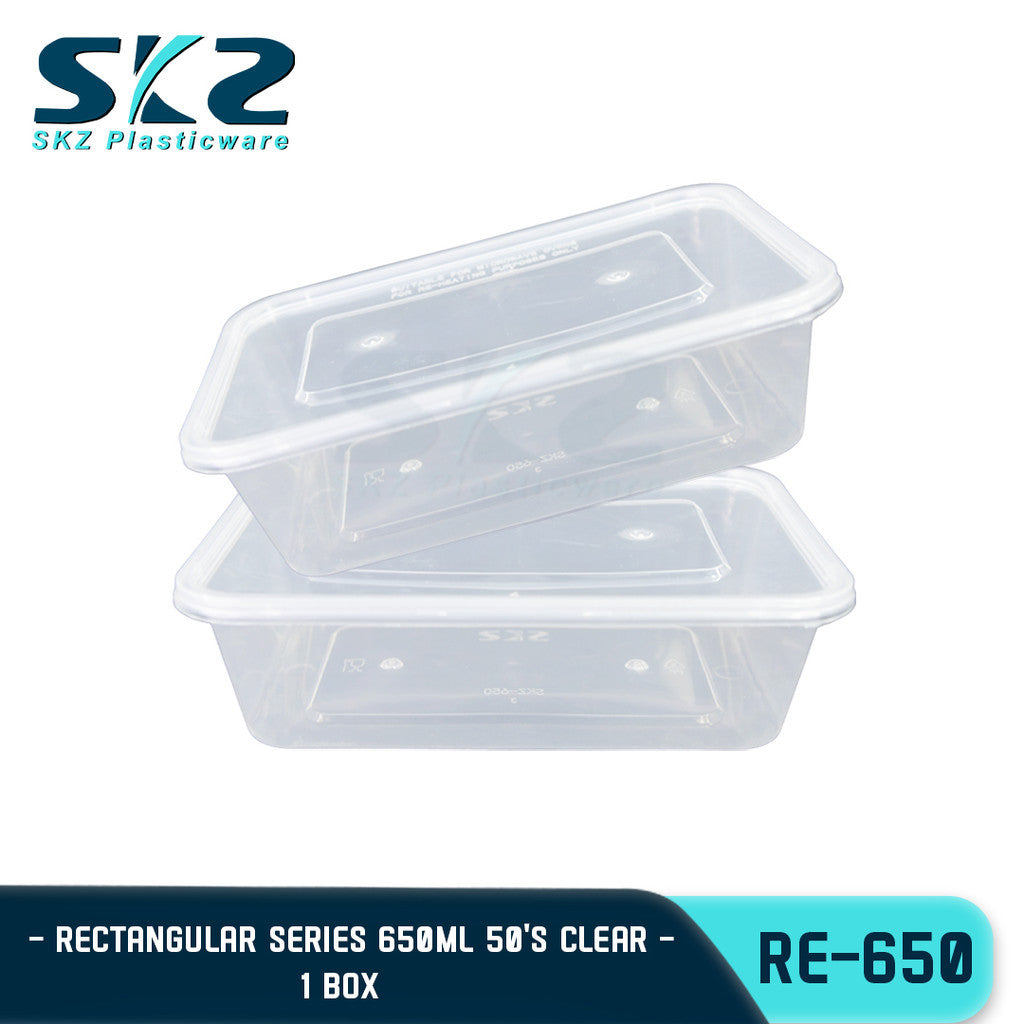 SKZ BLACK AND CLEAR RECTANGULAR SERIES RE650 1BOX ENVIRONMENTAL FRIENDLY FOOD STORAGE MICROWAVABLE