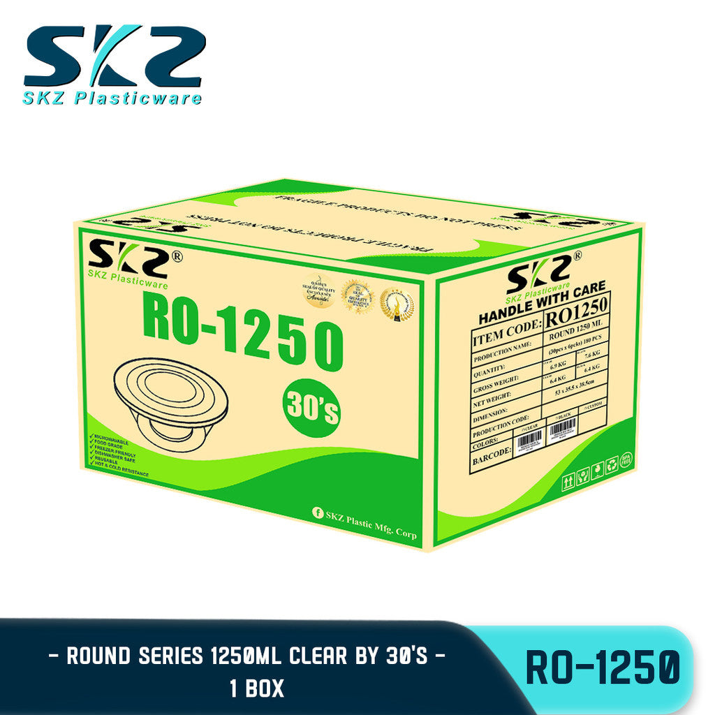 SKZ 1BOX BLACK AND CLEAR ROUND SERIES [RO 1250] ENVIRONMENTAL FRIENDLY FOOD STORAGE MICROWAVABLE