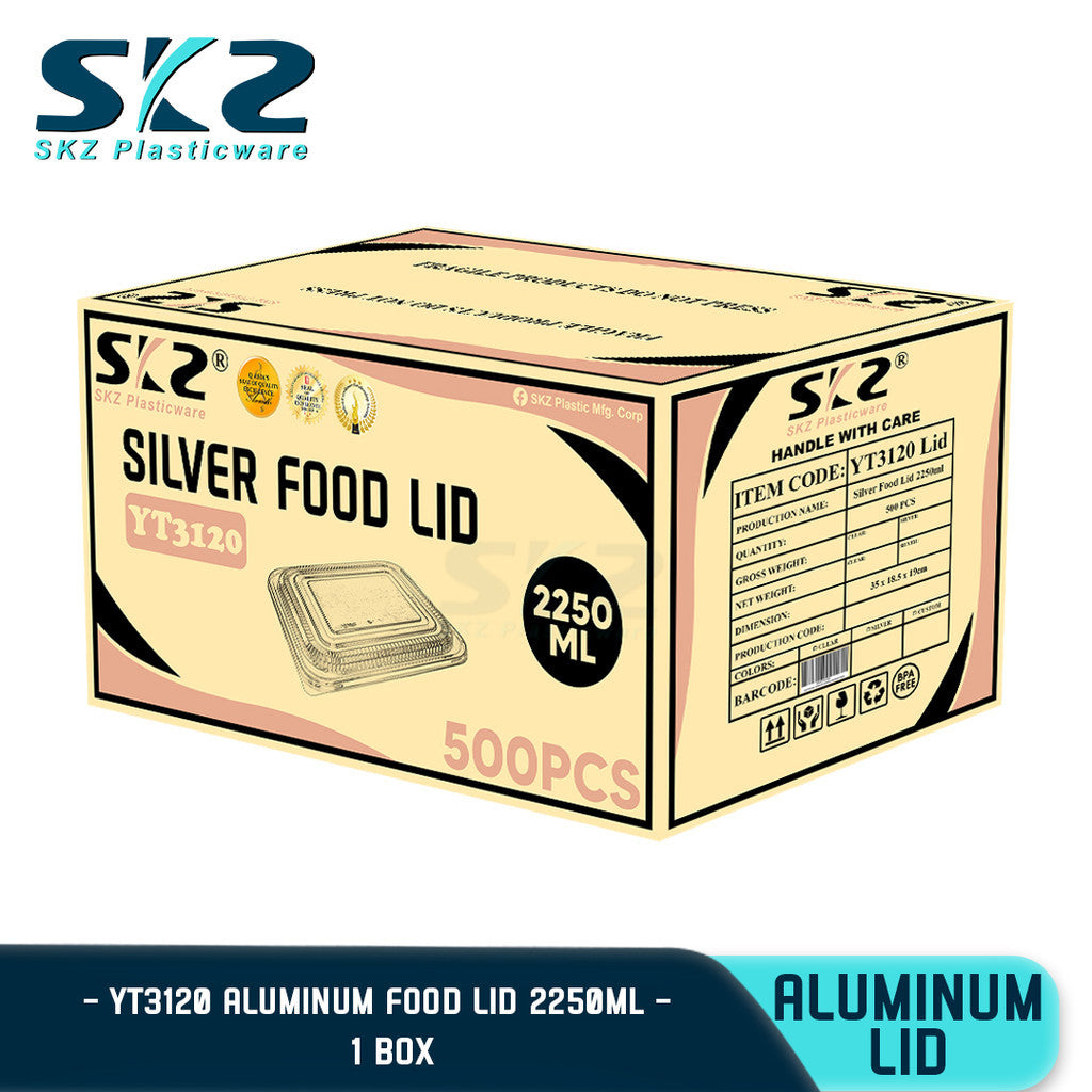 SKZ 1BOX ALUMINUM FOIL TRAY 2300ML [3120] RECTANGULAR ALUMTRAY WITH LID 400
