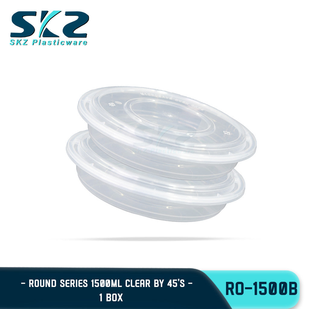 SKZ 1BOX BLACK AND CLEAR ROUND SERIES [RO 1500-B] ENVIRNMENTAL FRIENDLY FOOD STORAGE MICROWAVABLE