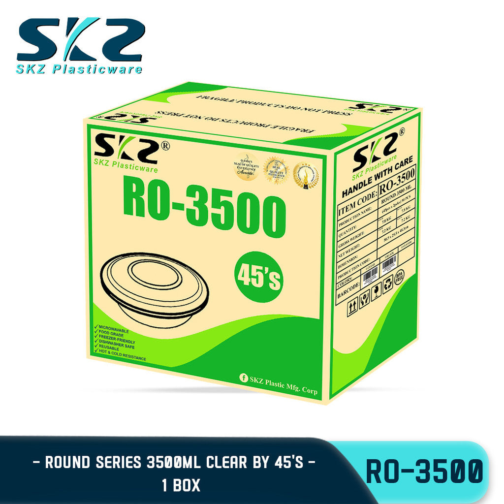 SKZ 1BOX BLACK AND CLEAR ROUND SERIES [RO 3500] ENVIRONMENTAL FRIENDLY FOOD STORAGE MICROWAVABLE