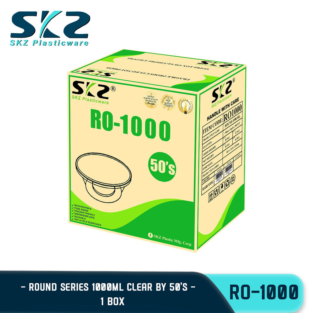 SKZ 1BOX BLACK AND CLEAR ROUND SERIES [RO 1000] ENVIRONMENTAL FRIENDLY FOOD STORAGE MICROWAVABLE