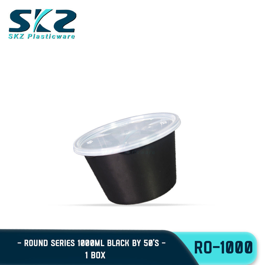 SKZ 1BOX BLACK AND CLEAR ROUND SERIES [RO 1000] ENVIRONMENTAL FRIENDLY FOOD STORAGE MICROWAVABLE
