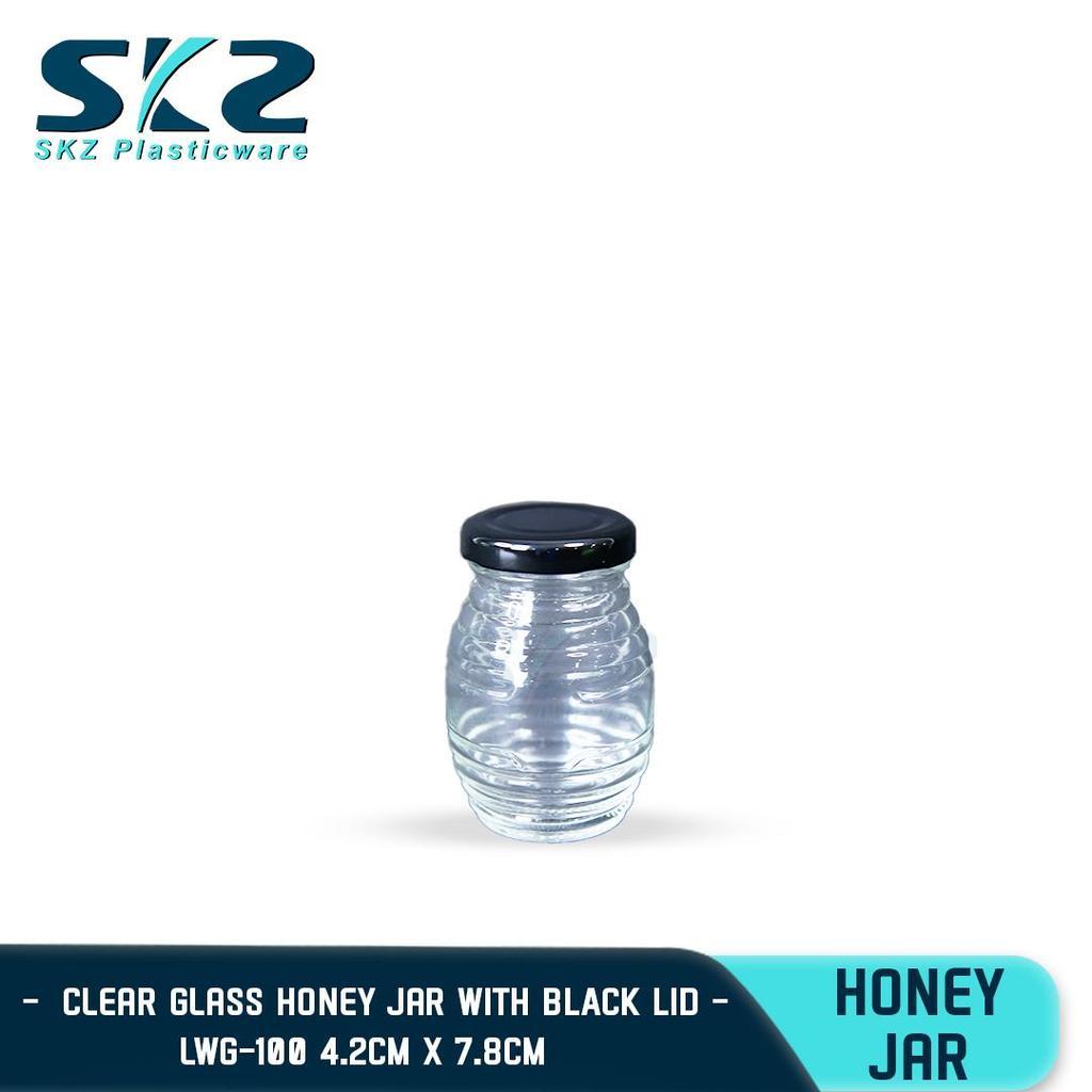 SKZ Clear Glass Honey Jar with Black Lid