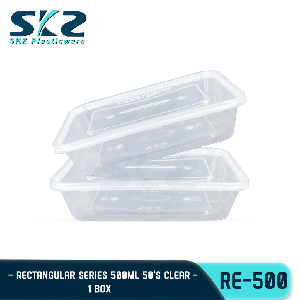 SKZ BLACK AND CLEAR RECTANGULAR SERIES RE500 1BOX ENVIRONMENTAL FRIENDLY FOOD STORAGE MICROWAVABLE