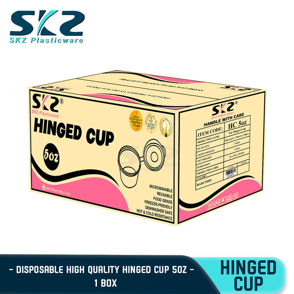 SKZ 1BOX CLEAR 5oz HINGED CUP 148ML [1000pcs] ENVIRONMENTAL FRIENDLY FOOD STORAGE MICROWAVABLE