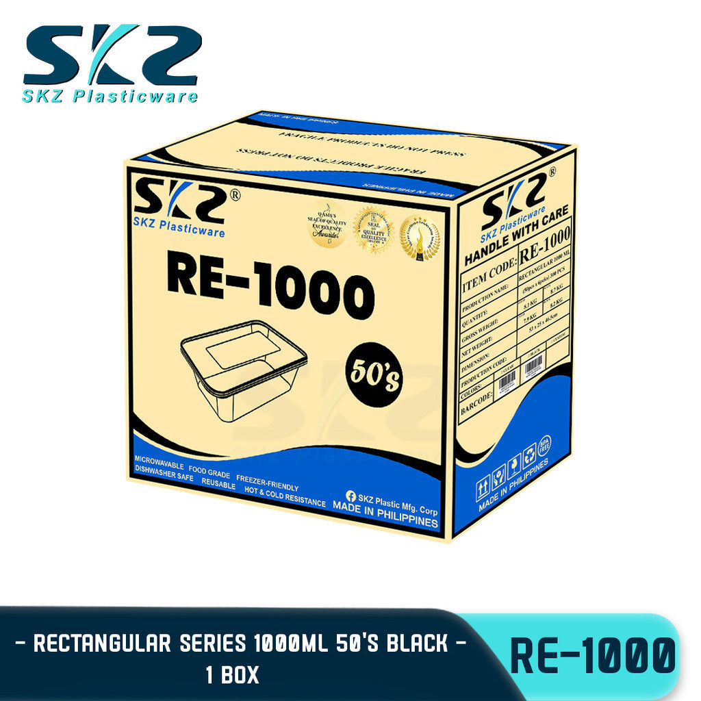 SKZ CLEAR & BLACK RE-500, 650, 750, 1000 ENVIRONMENTAL FRIENDLY FOOD STORAGE MICROWAVABLE