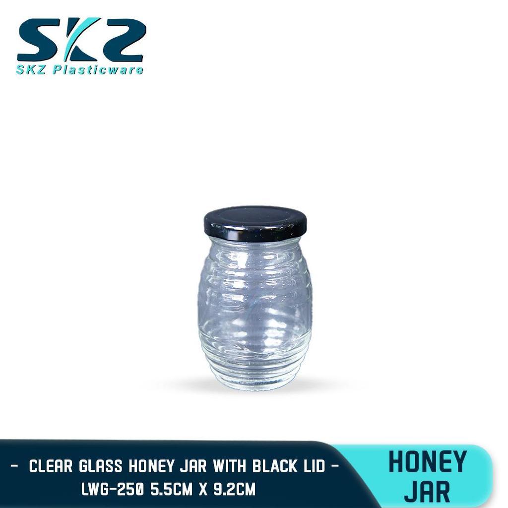 SKZ Clear Glass Honey Jar with Black Lid