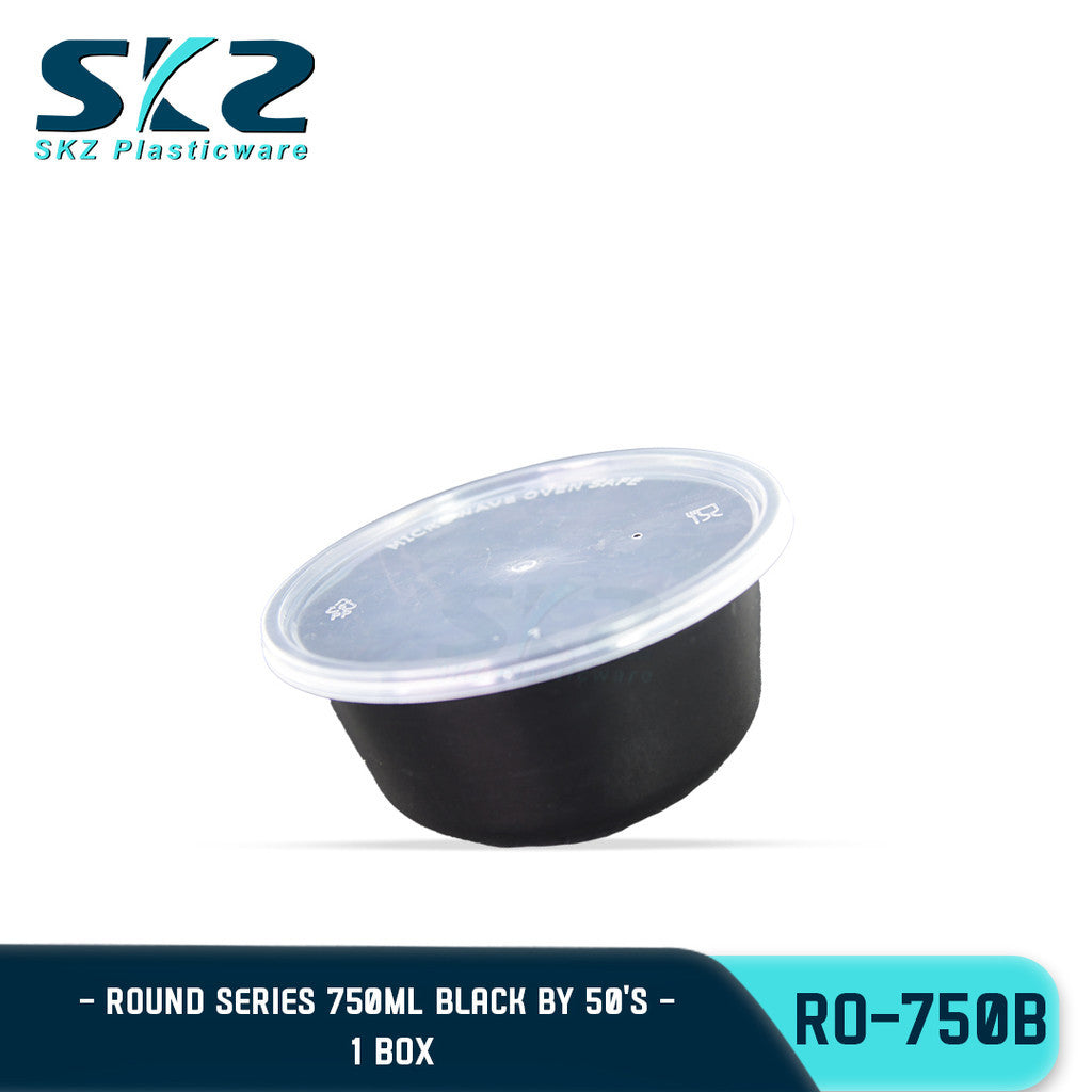 SKZ 1BOX BLACK AND CLEAR ROUND SERIES [RO 750B] ENVIRONMENTAL FRIENDLY FOOD STORAGE MICROWAVABLE