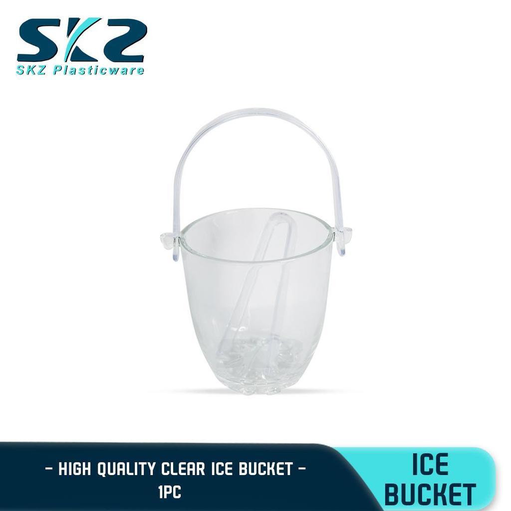 SKZ Clear Glass Ice Bucket, with Acrylic Handle and Thong, Good Quality Glassware