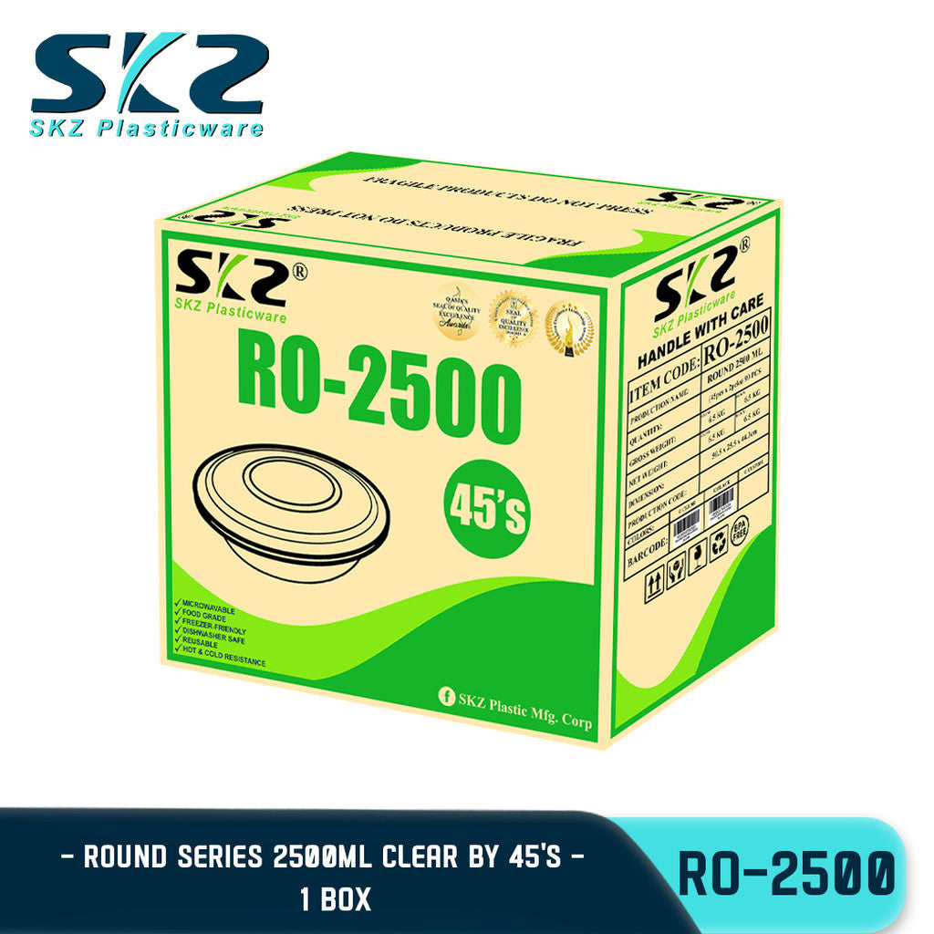 SKZ 1BOX BLACK AND CLEAR ROUND SERIES [RO 2500] ENVIRONMENTAL FRIENDLY FOOD STORAGE MICROWAVABLE