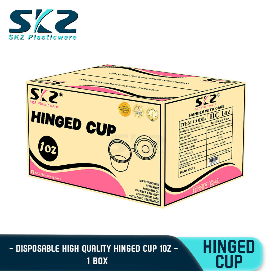 SKZ 1BOX CLEAR 1oz HINGED CUP 30ML  [1000pcs] ENVIRONMENTAL FRIENDLY FOOD STORAGE MICROWAVABLE