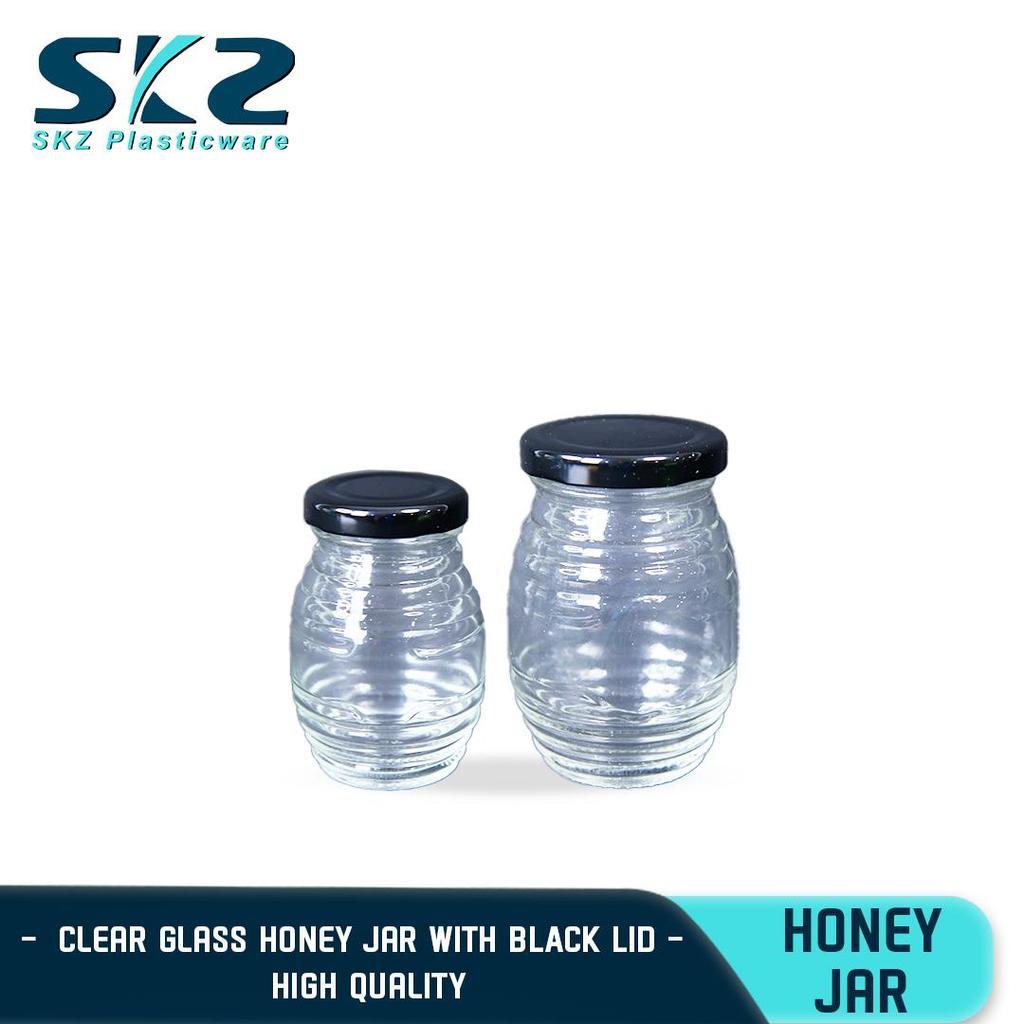 SKZ Clear Glass Honey Jar with Black Lid